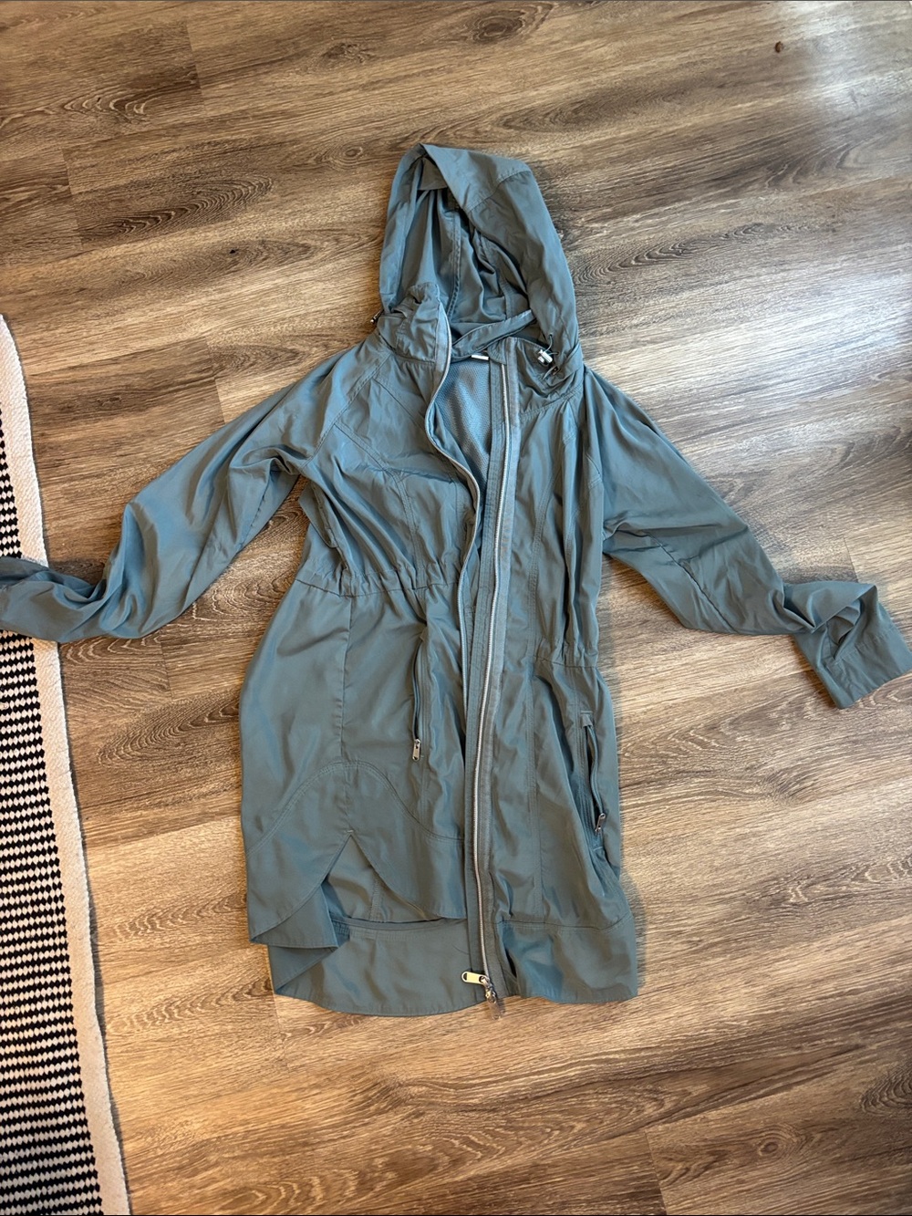Athleta Hooded Trench Coat in Sage Green